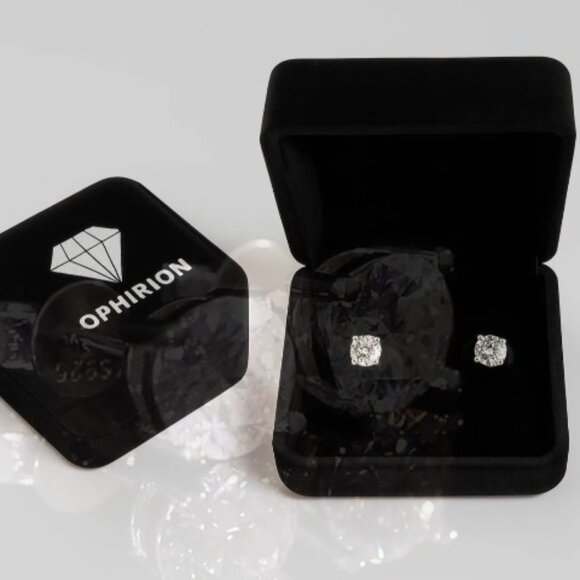 Moissanite Stud Earrings Sterling Silver White Gold Plated Hypoallergenic - Picture 8 of 8